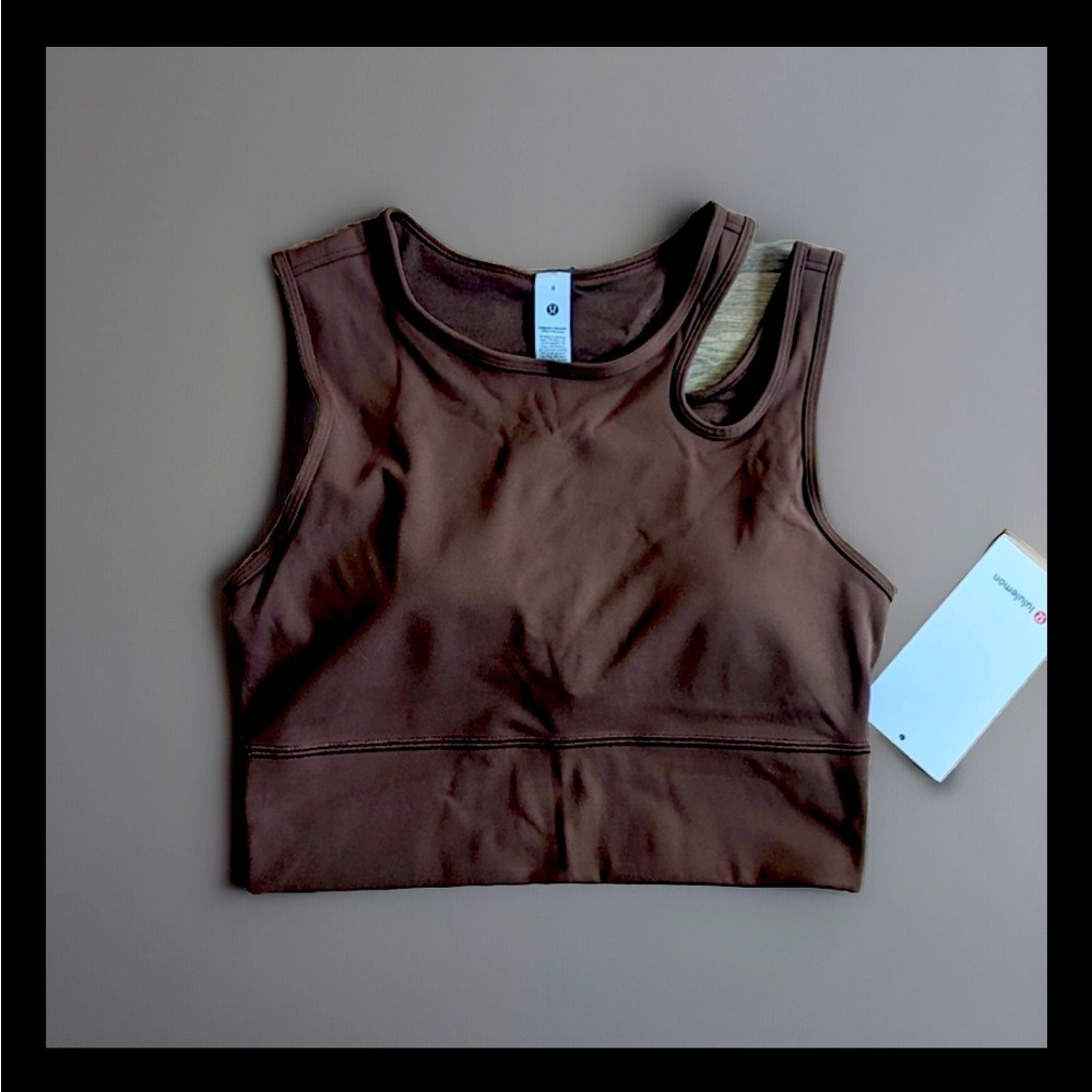 NWT LULULEMON SIZE 8 MASTERED MOTION CROPPED TANK JAVA NWT